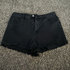 PacSun Black Frayed Hem Jean Shorts